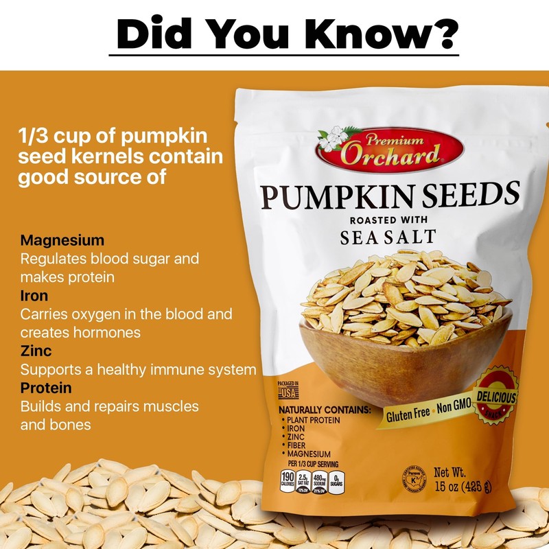 Roasted Pumpkin Seeds by Premium Orchards Salted Non-GMO gallery