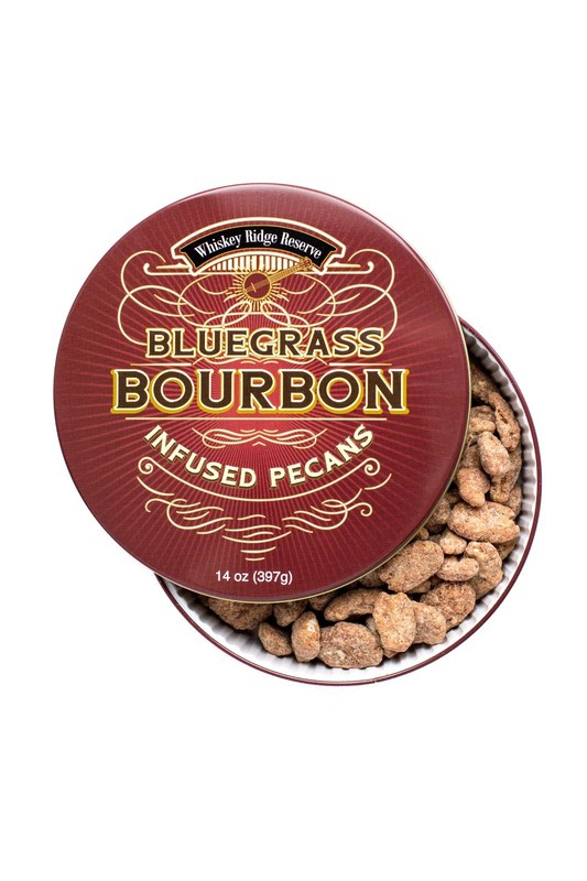 DM Snacks Bluegrass Bourbon Pecans Gift Tin 14 Oz. - Whiskey Nuts gallery