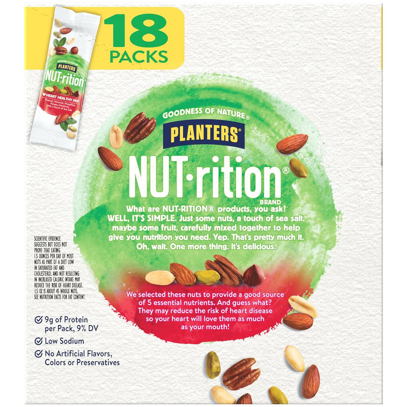 Nut-Rition Heart Healthy Nut Mix, Snack Mix, 1.5 Oz, 18 Count