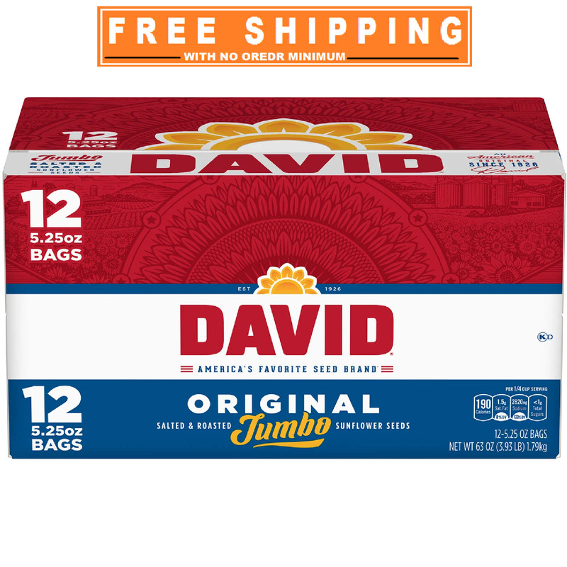 David Jumbo Sunflower Seeds, 5.25 oz., 12 pk.