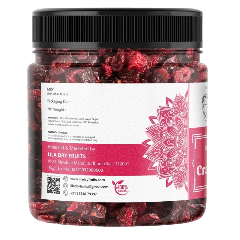 Lila Dry Fruits Cranberries 500g | Premium Californian Sweetened Dried Snack gallery