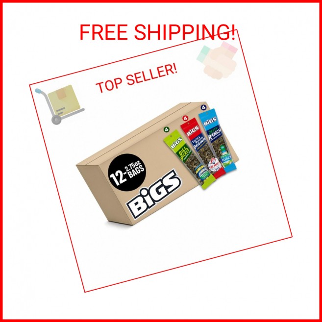 BIGS Sunflower Seeds Variety Pack, Original, Hidden Valley Zesty Ranch & Vlasic