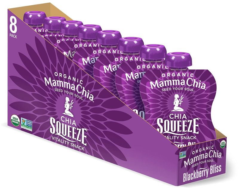 Mamma Chia Blackberry Bliss Organic Snack 3.5oz Squeeze Pack of 16 Healthy Snack