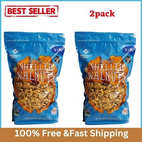 2pk Member’s Mark Natural Shelled Walnuts 3 lbs, Each Pack
