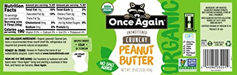 Once Again Organic Crunchy Peanut Butter, 16oz - Salt Free, Assorted Sizes gallery