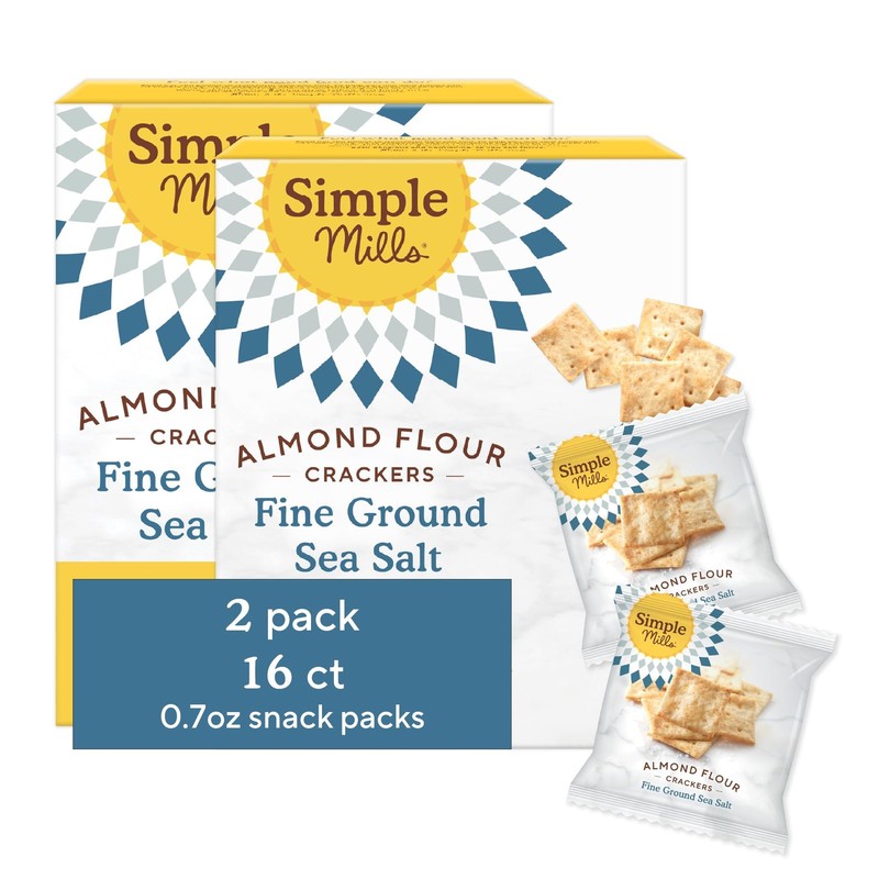 BestBy12/25 Simple Mills Almond Flour Crackers Sea Salt Gluten Free 6.5oz 2pk