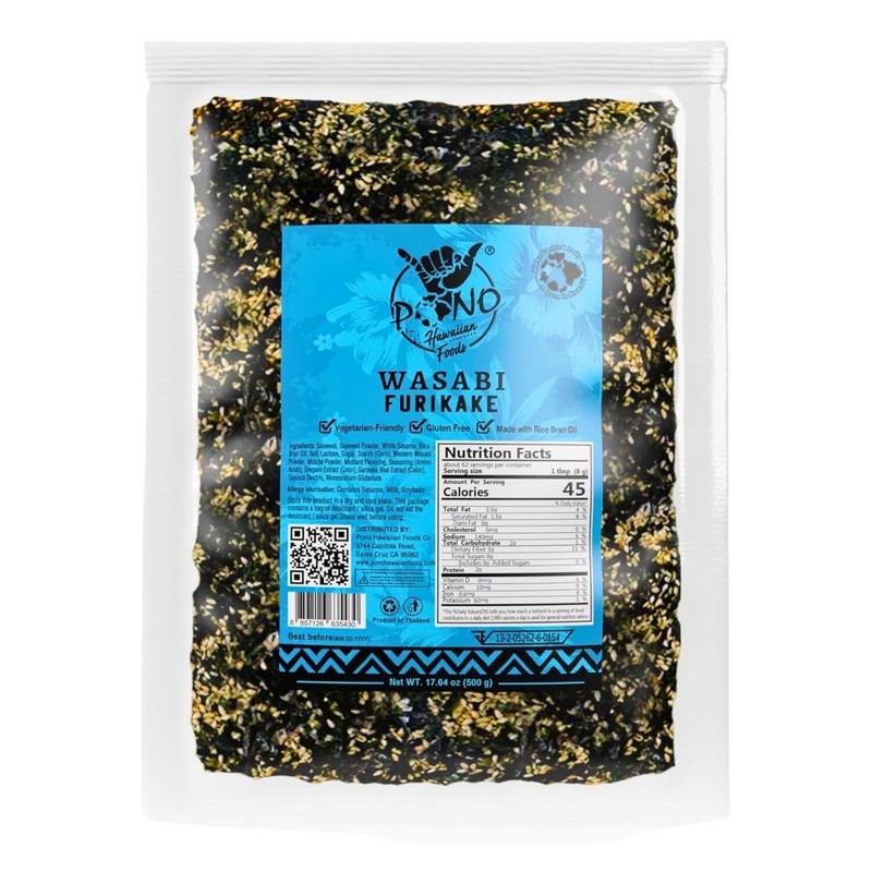 Pono Hawaiian WASABI NORI Furikake Rice Seasoning Premium Ingredients – Gluten-F