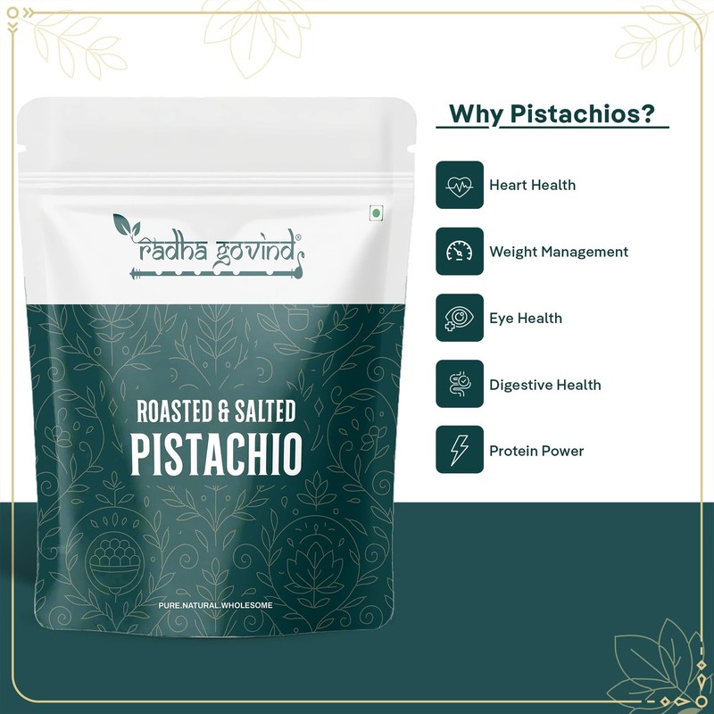 Radha Govind Roasted Salted Pistachios 500g | Premium Pista Healthy Snack Nuts gallery