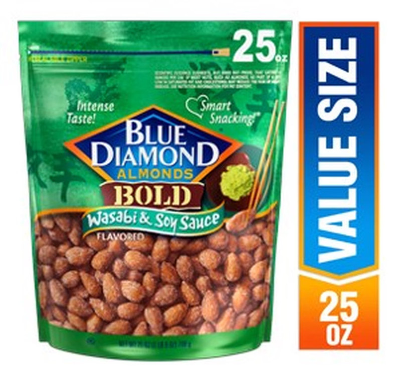 Blue Diamond Almonds, BOLD Flavored Wasabi & Soy Sauce Snack Nuts Perfect for Lu