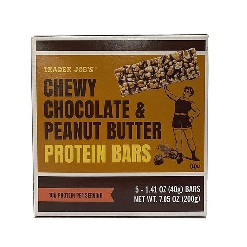 Trader Joe’s Chewy Chocolate Peanut Butter Protein Bars 5 Count 10g Protein