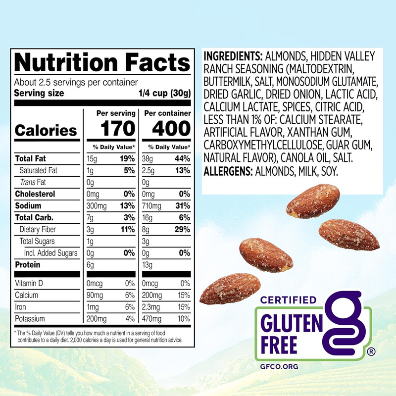 Almonds with Hidden Valley Ranch Seasoning, Roasted Almonds, Gluten-Free and Kos gallery
