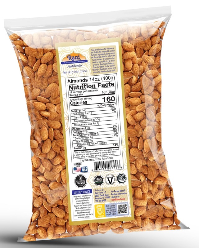 Raw Almonds Whole With Skin 14oz 400g Natural Kosher Vegan California Snack gallery