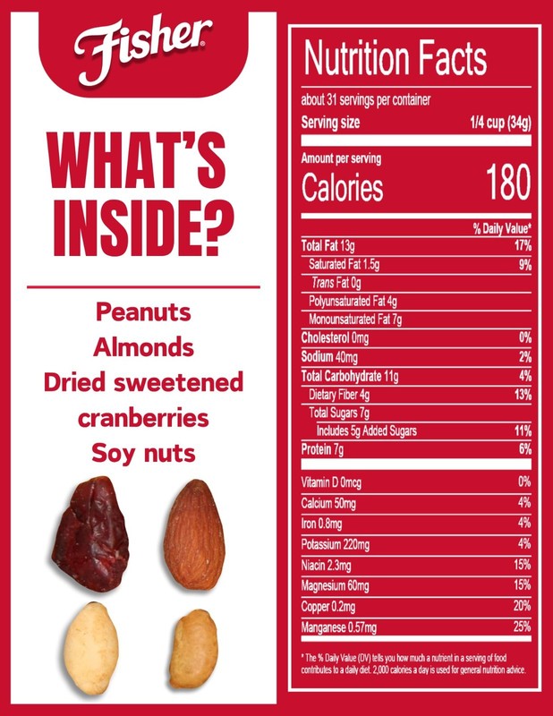 Bulk Trail Mix Snack - Peanuts, Almonds, Dried Cranberries & Soy Nuts, 38 oz gallery