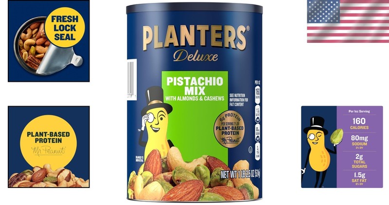 Plant-Based Protein Pistachio Lovers Nut Mix: Salted Almonds & Cashews (1.15lb) gallery