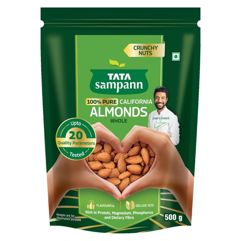 Tata Sampann Almonds 500g | California Badam Whole Rich Protein Fiber Magnesium