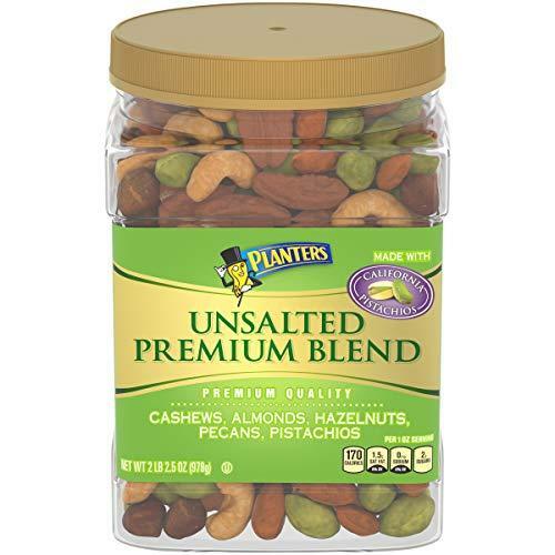 PLANTERS Unsalted Premium Nuts, 34.5 oz. Resealable Container – Contains Roasted