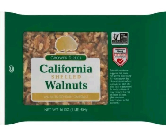 GROWER DIRECT California shelled walnuts 16oz 1LB 2pack