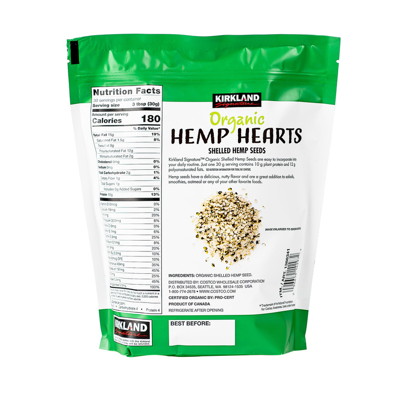 Kirkland Signature Organic Hemp Hearts, USDA Organic, 3-Pack (6 Lbs Total) gallery