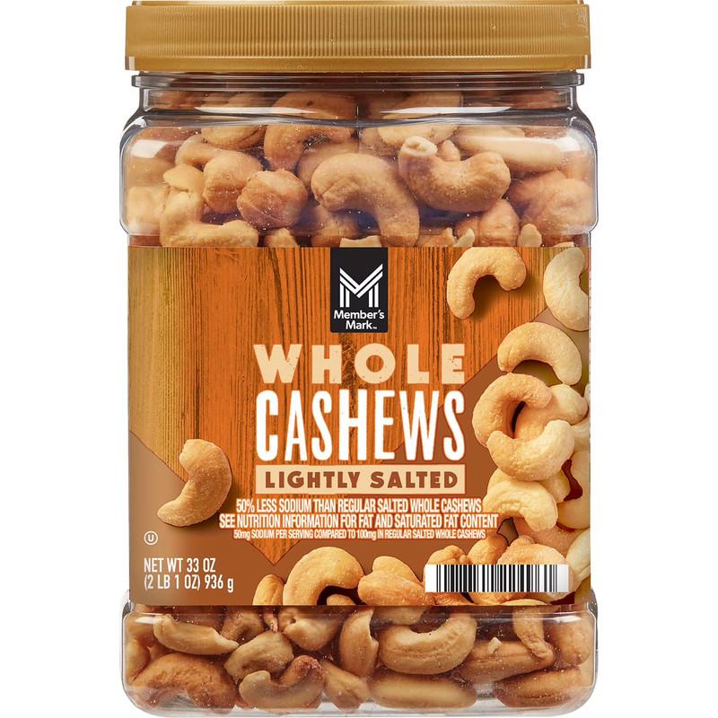 Member's Mark Lightly Salted Whole Cashews 33 oz Bulk Nut Snack. gallery