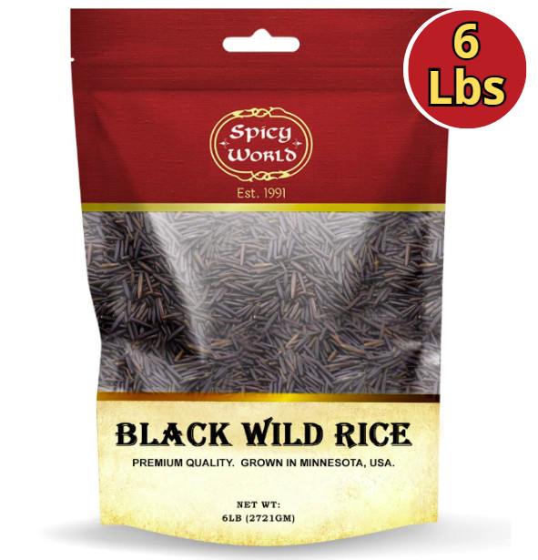 Minnesota Grown Black Wild Rice 6 Pound Bag – Premium Quality, All Natural – by
