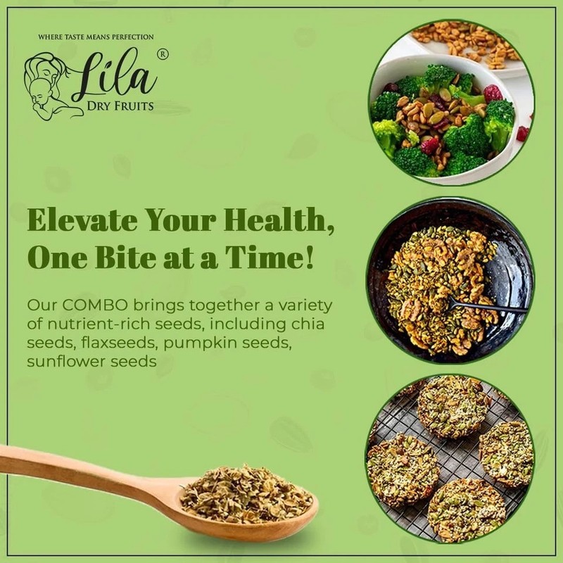 LILA DRY FRUITS 4 Superseed Combo Chia Pumpkin Sunflower & Flax 100gms each 400g gallery