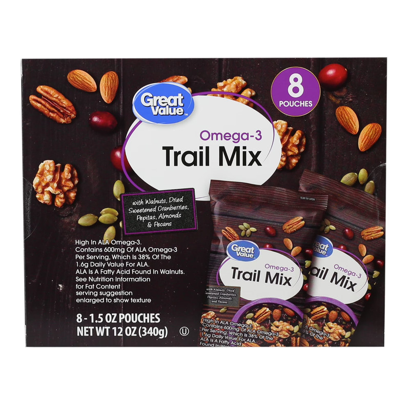 Great Value Omega-3 Trail Mix 1.5 oz Packs 5 Pack 40 Count Snack Nuts gallery