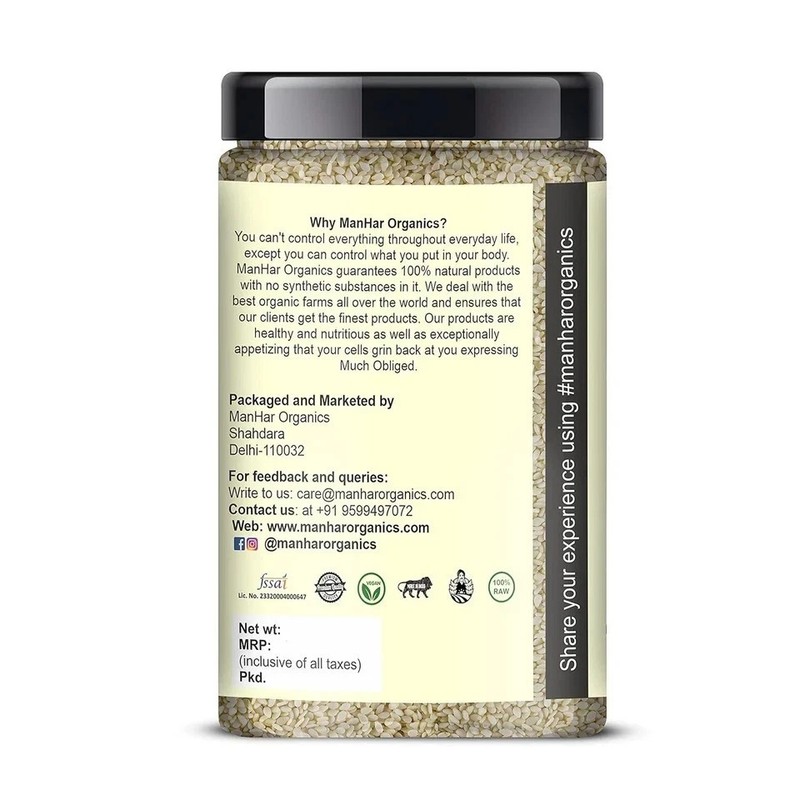 ManHar Organics White Sesame Seeds 475gm gallery