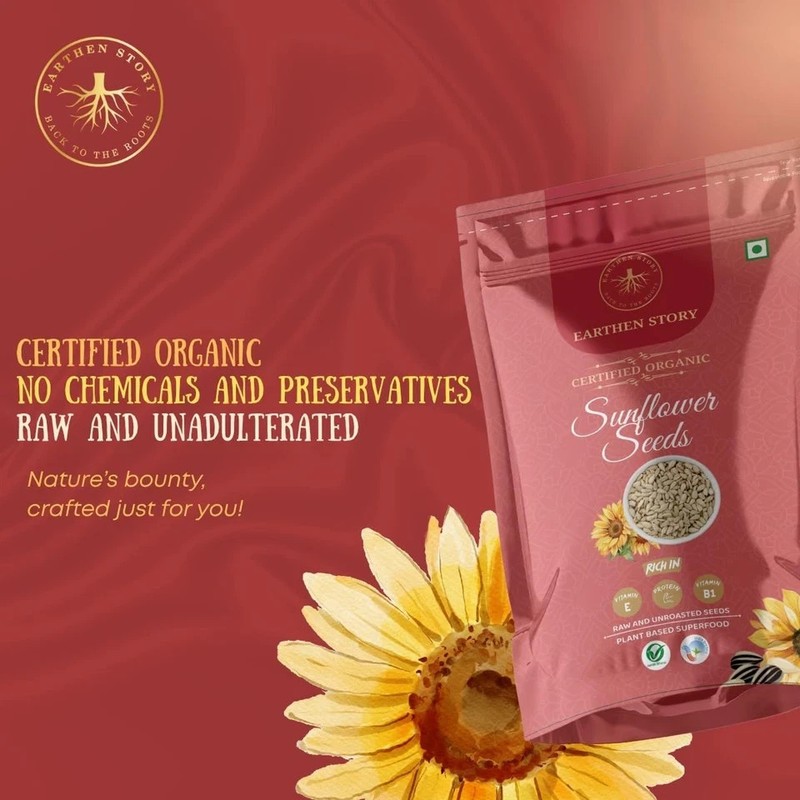 Earthen Story Organic Sunflower Seeds 500 g Lab Tested for 250+ Pesticides Fibre gallery