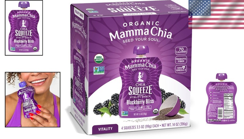 24 Count Organic Chia Squeeze Snacks, Blackberry Bliss, Gluten Free & gallery