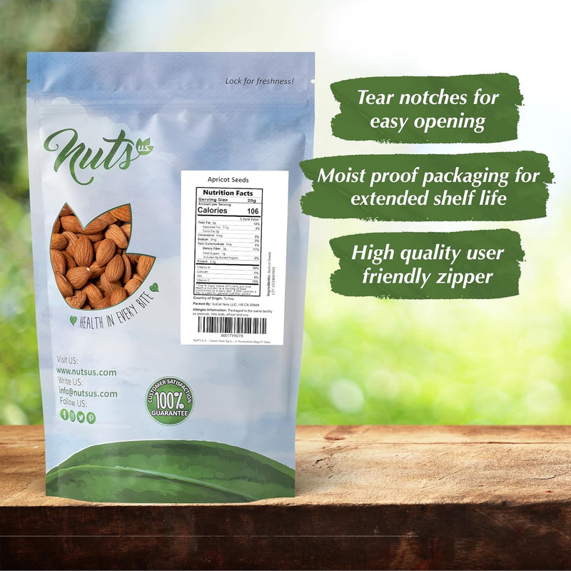 NUTS U.S. - Sweet Raw Apricot Kernels (Seeds) | Unpasteurized and Non-Gmo | No S gallery