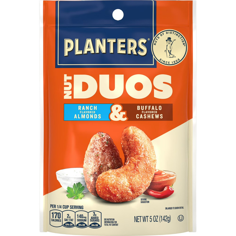 PLANTERS Nut Duos Ranch almonds & Buffalo cashews 5 oz…………