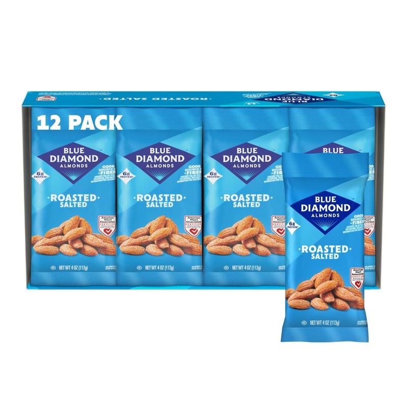 Blue Diamond Almonds Roasted Salted Flavored Shareable Snacking Almonds 4 Oz