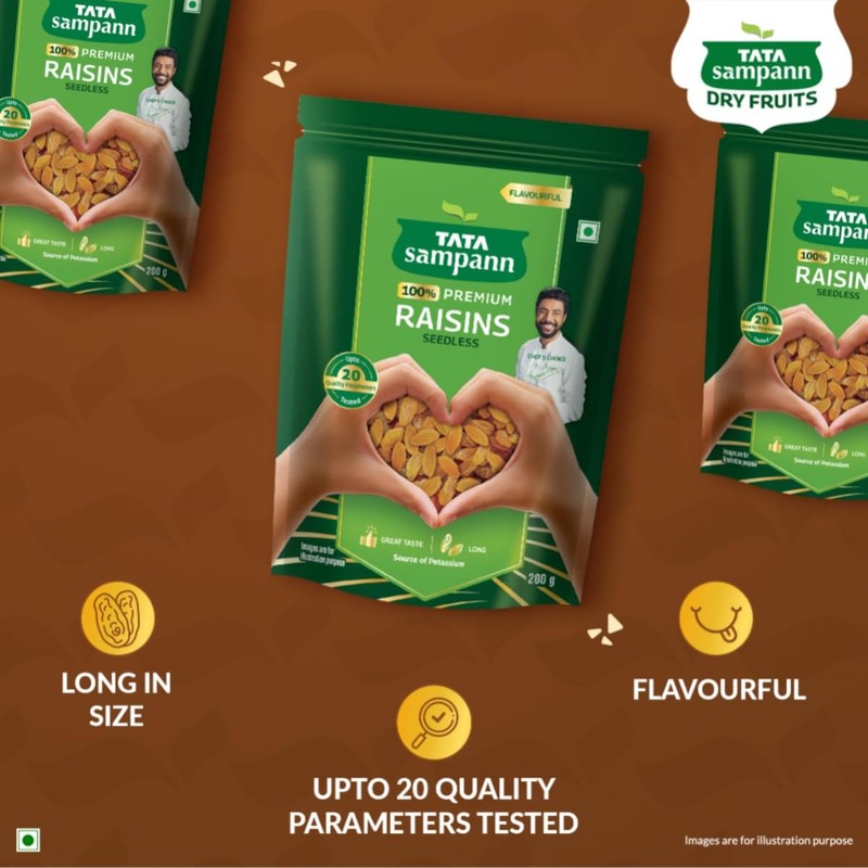 Tata Sampann Green Raisins 200g | Seedless Kishmish | Premium Dry Fruits Snack gallery