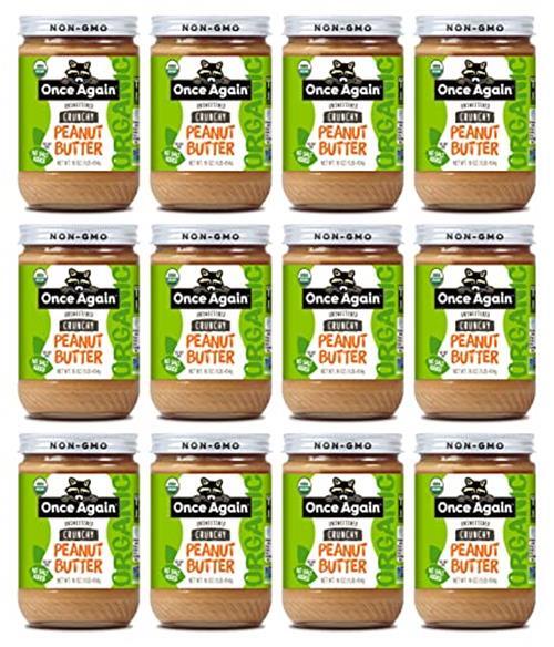 Once Again Organic Crunchy Peanut Butter, 16oz - Salt Free,  Assorted Sizes 