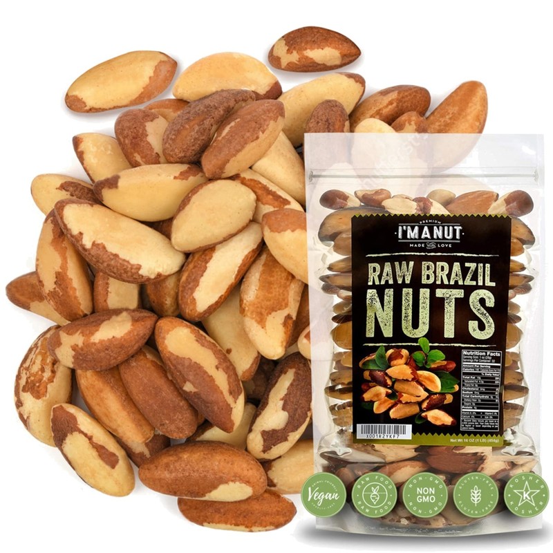 Wild Harvested Raw Brazil Nuts, 1 lb 16oz – High Selenium, Batch Tested Peanu...