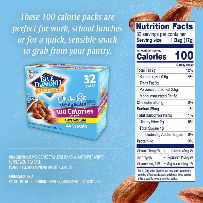Blue Diamond Almonds Low Sodium Lightly Salted Snack Nuts, 100 Calorie, 32 Ct gallery