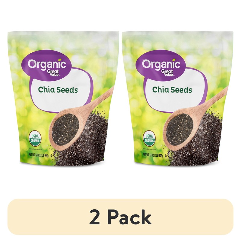Great Value Organic Chia Seeds 32 oz(907)g USDA Organic, Gluten-Free 2 Pack