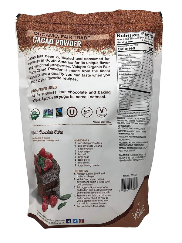 Organic & Fair Trade Unsweetened Super Food Cacao Powder, 32 Ounce gallery