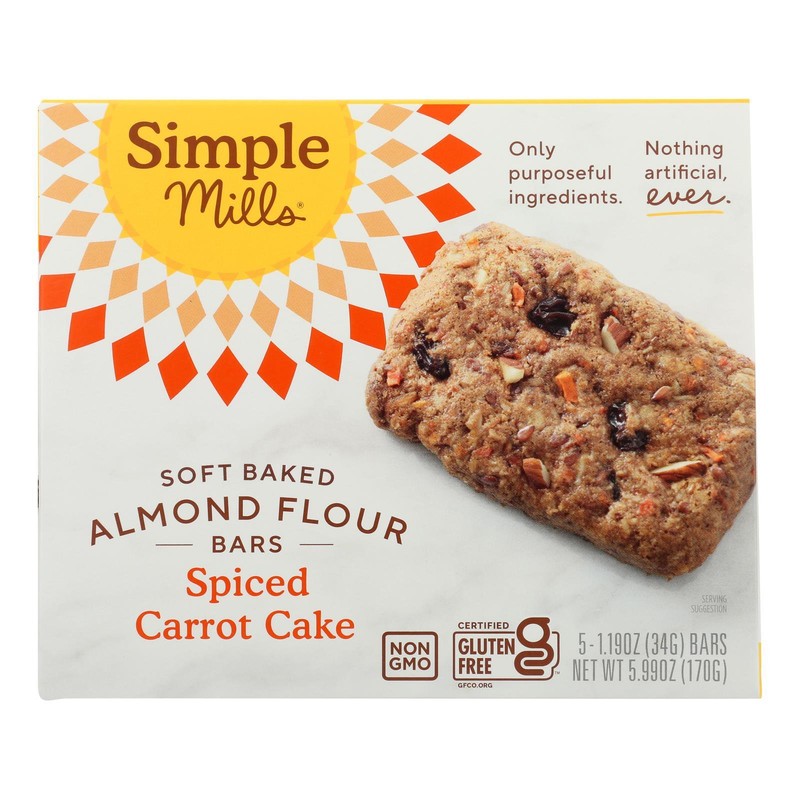 Simple Mills – Bar Sft Baked Spce Cartcake – Case of 6 – 5.99 OZ