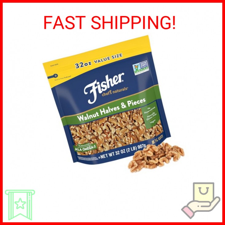 Fisher Chef's Naturals Walnut Halves & Pieces 2 lb, 100% California Unsalted Wal gallery