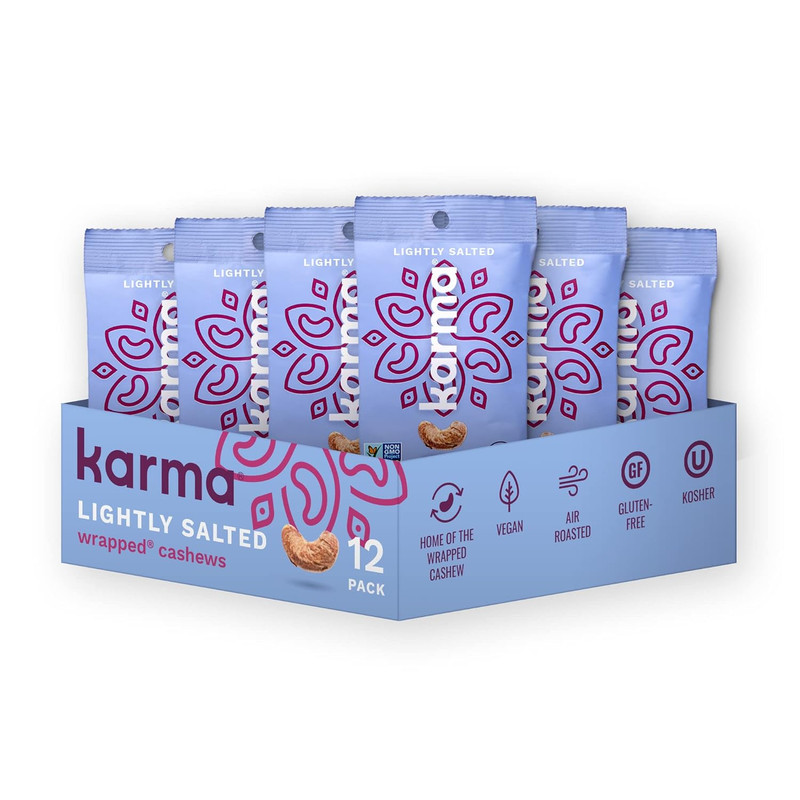 Lightly Salted Cashews with Skin by Karma Nuts Whole Roasted Vegan Gluten Free