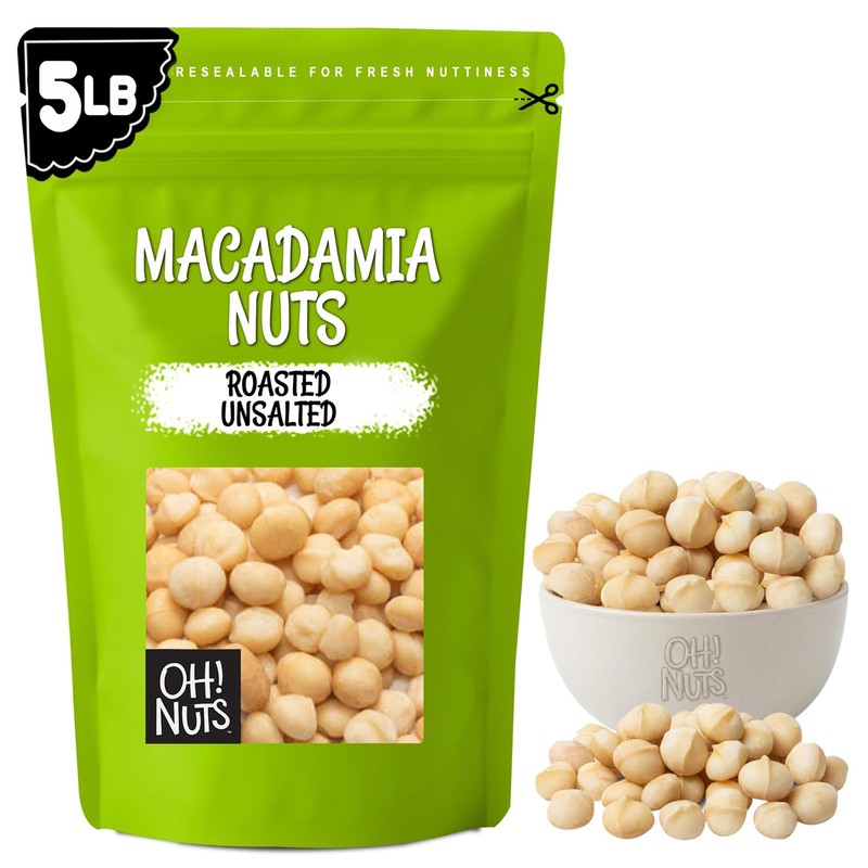 Macadamia Nuts – 5 lb – Dry Roasted Unsalted Macadamia Nuts – Oven Roasted – …