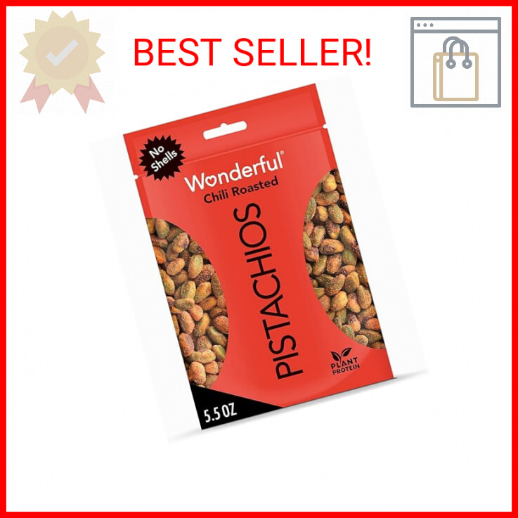 Wonderful Pistachios No Shells, Chili Roasted, 5.5 Ounce Bag, Protein Snack