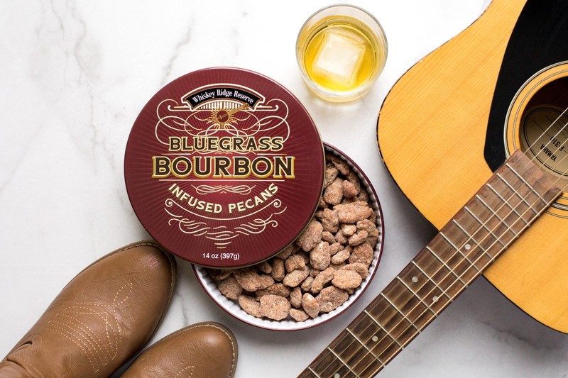 DM Snacks Bluegrass Bourbon Pecans Gift Tin 14 Oz. - Whiskey Nuts gallery