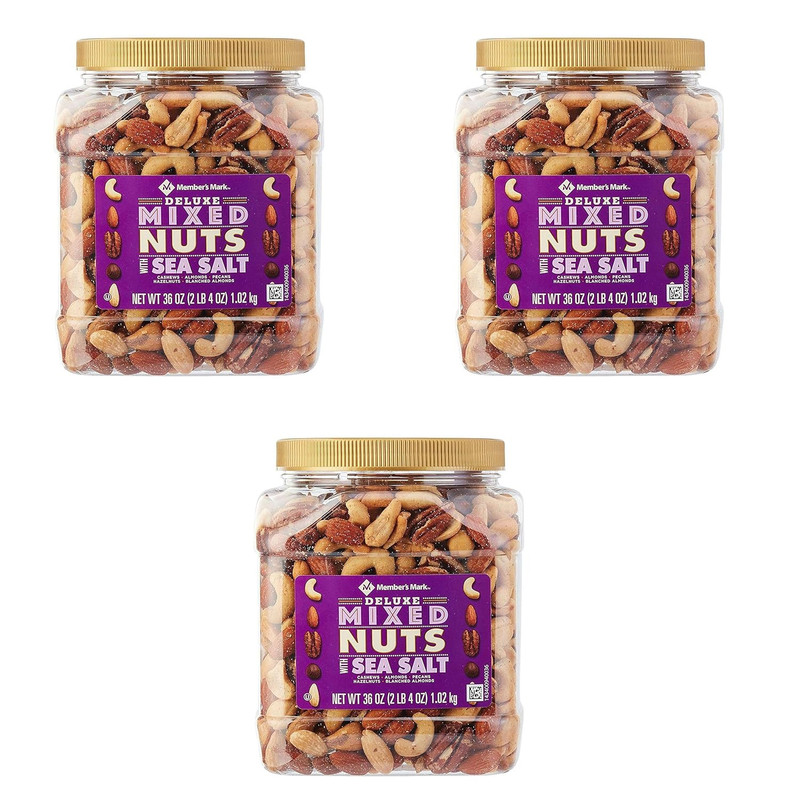 Member'S Mark Deluxe Roasted Mixed Nuts with Sea Salt (34 Oz.) Pack of 3