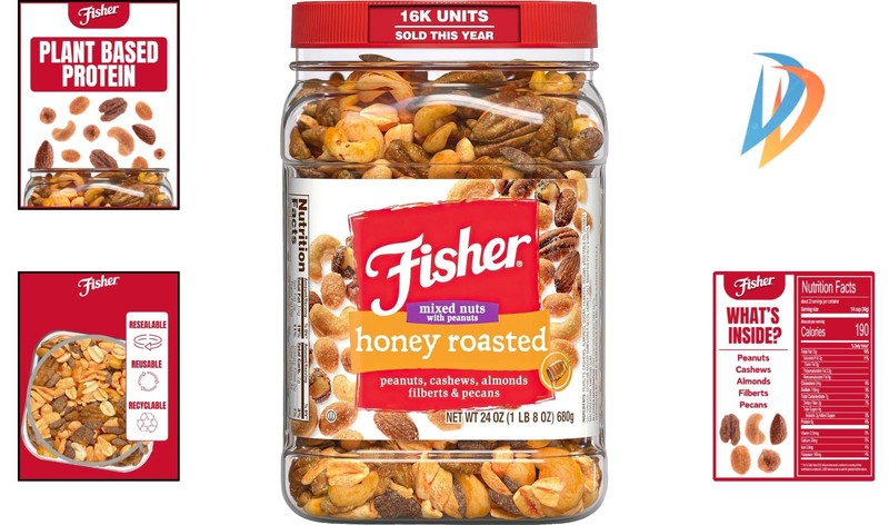24 Oz Honey Roasted Mixed Nuts with Peanuts: Protein-Packed Snack Canister gallery