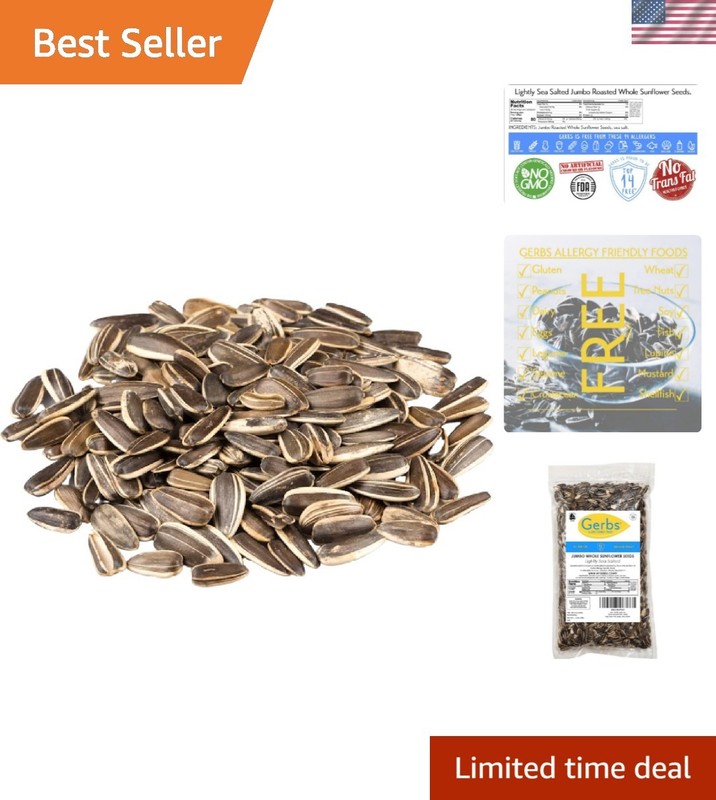 Jumbo Lightly Sea Salted Sunflower Seeds by - 2 LBS. - Top 14 Food Allergen F...