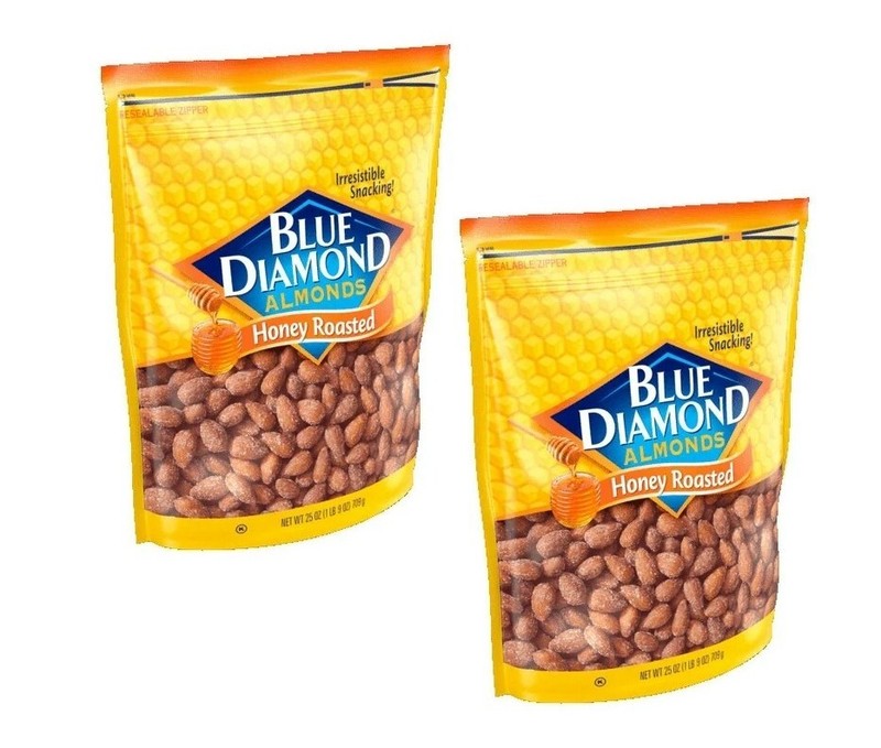 Honey Roasted Almonds – Blue Diamond 2-Pack (25 oz) | Resealable Snack Bags
