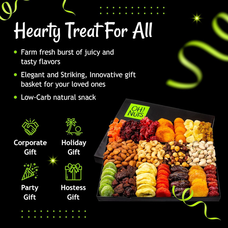 Oh! Nuts Dried Fruit and Nut Gift Basket - XL 18 Variety Gourmet Assorted Fruits gallery