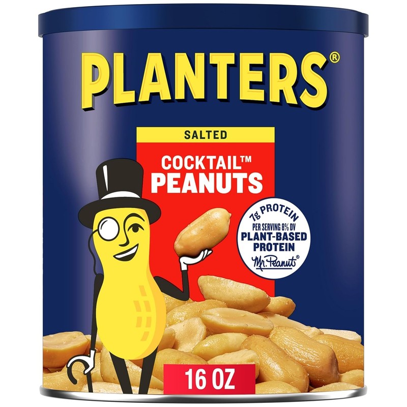 PLANTERS Salted Cocktail Peanuts, 16 oz. Resealable Jar – Cholesterol Free